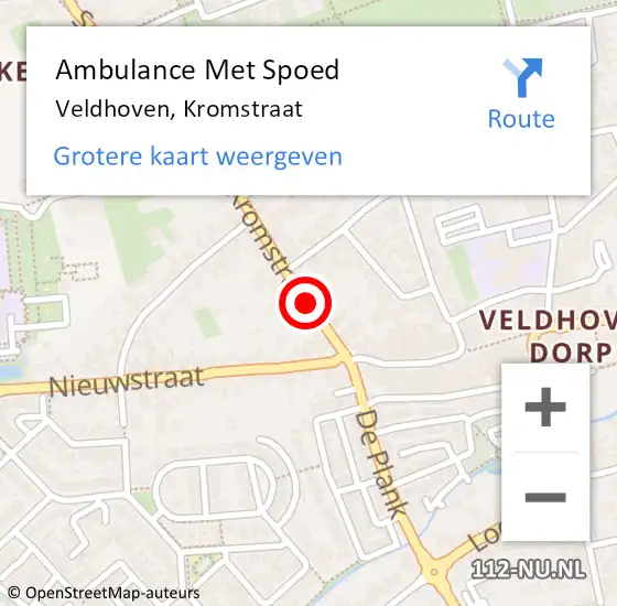 Locatie op kaart van de 112 melding: Ambulance Met Spoed Naar Veldhoven, Kromstraat op 2 november 2019 10:20