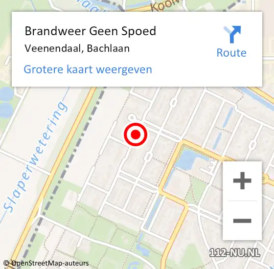 Locatie op kaart van de 112 melding: Brandweer Geen Spoed Naar Veenendaal, Bachlaan op 2 november 2019 10:33