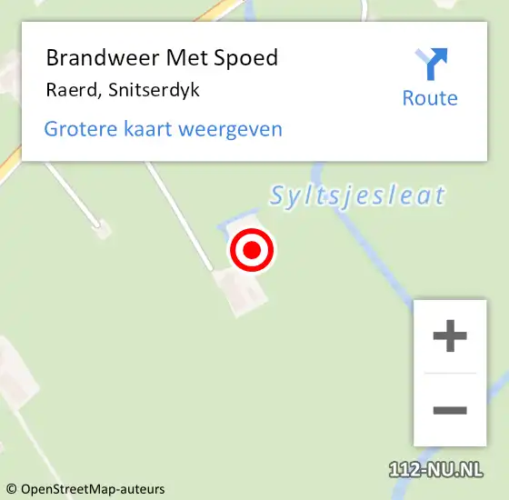 Locatie op kaart van de 112 melding: Brandweer Met Spoed Naar Raerd, Snitserdyk op 29 september 2013 08:32