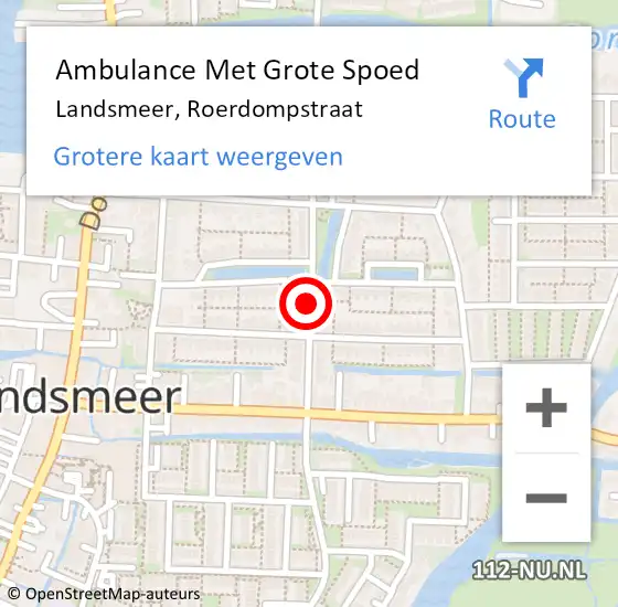 Locatie op kaart van de 112 melding: Ambulance Met Grote Spoed Naar Landsmeer, Roerdompstraat op 2 november 2019 11:29