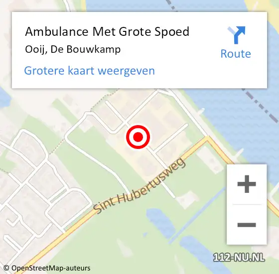 Locatie op kaart van de 112 melding: Ambulance Met Grote Spoed Naar Ooij, De Bouwkamp op 2 november 2019 11:32