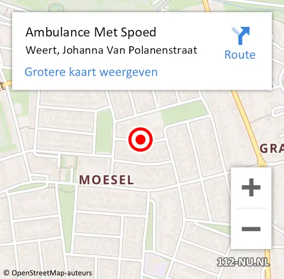 Locatie op kaart van de 112 melding: Ambulance Met Spoed Naar Weert, Johanna Van Polanenstraat op 2 november 2019 11:33