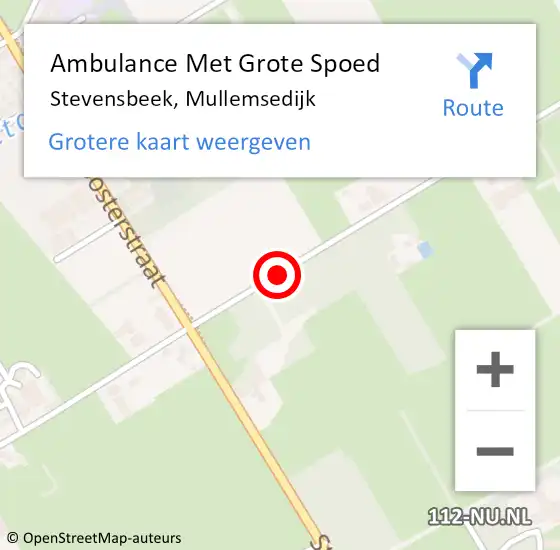 Locatie op kaart van de 112 melding: Ambulance Met Grote Spoed Naar Stevensbeek, Mullemsedijk op 2 november 2019 11:55