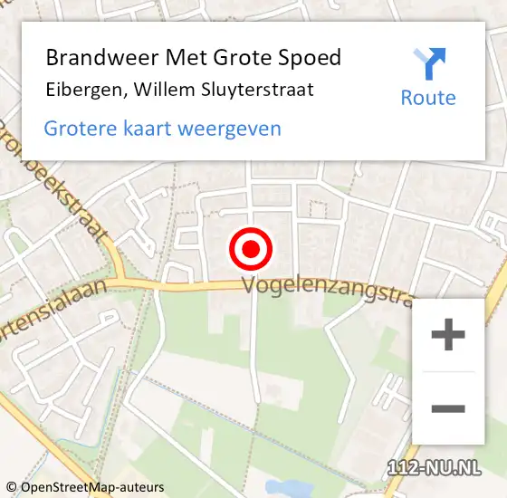 Locatie op kaart van de 112 melding: Brandweer Met Grote Spoed Naar Eibergen, Willem Sluyterstraat op 2 november 2019 12:06