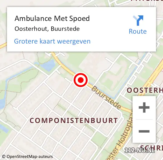 Locatie op kaart van de 112 melding: Ambulance Met Spoed Naar Oosterhout, Buurstede op 2 november 2019 12:07