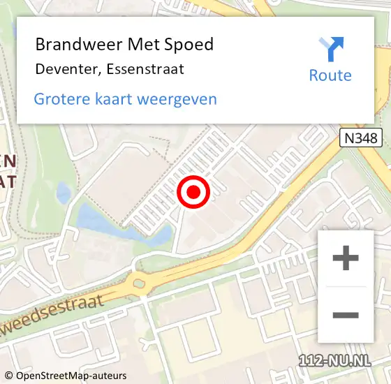 Locatie op kaart van de 112 melding: Brandweer Met Spoed Naar Deventer, Essenstraat op 2 november 2019 13:21