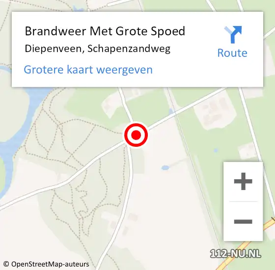 Locatie op kaart van de 112 melding: Brandweer Met Grote Spoed Naar Diepenveen, Schapenzandweg op 2 november 2019 13:55