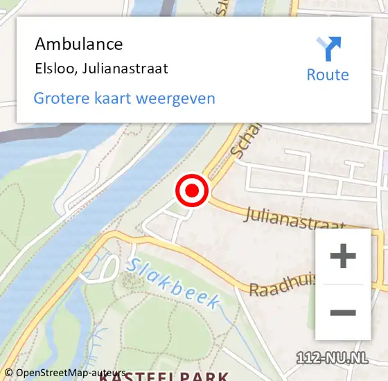 Locatie op kaart van de 112 melding: Ambulance Elsloo, Julianastraat op 18 april 2014 14:26