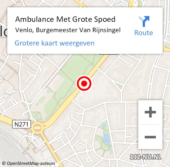 Locatie op kaart van de 112 melding: Ambulance Met Grote Spoed Naar Venlo, Burgemeester Van Rijnsingel op 2 november 2019 14:23