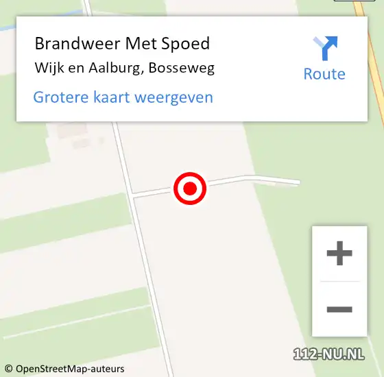 Locatie op kaart van de 112 melding: Brandweer Met Spoed Naar Wijk en Aalburg, Bosseweg op 2 november 2019 14:31