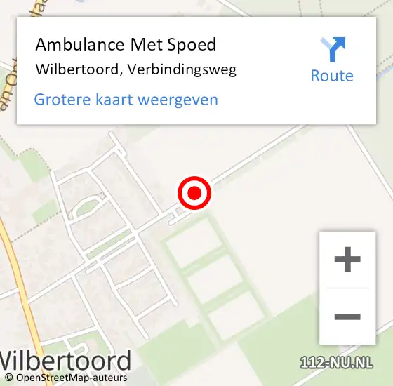 Locatie op kaart van de 112 melding: Ambulance Met Spoed Naar Wilbertoord, Verbindingsweg op 2 november 2019 14:33