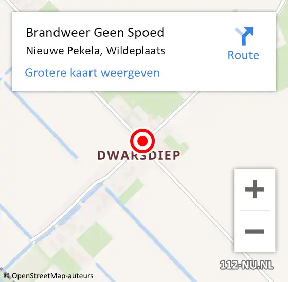 Locatie op kaart van de 112 melding: Brandweer Geen Spoed Naar Nieuwe Pekela, Wildeplaats op 2 november 2019 14:38