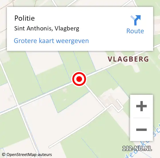 Locatie op kaart van de 112 melding: Politie Sint Anthonis, Vlagberg op 2 november 2019 14:40