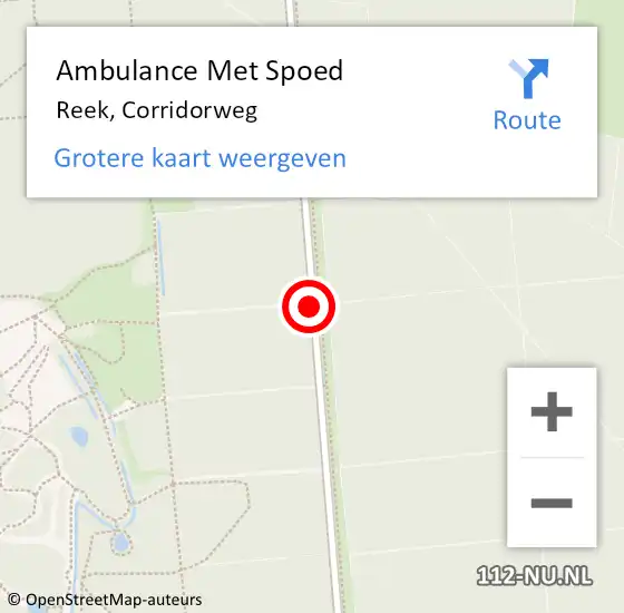 Locatie op kaart van de 112 melding: Ambulance Met Spoed Naar Reek, Corridorweg op 2 november 2019 16:30