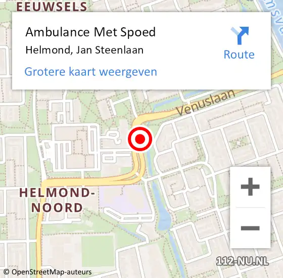 Locatie op kaart van de 112 melding: Ambulance Met Spoed Naar Helmond, Jan Steenlaan op 2 november 2019 16:55