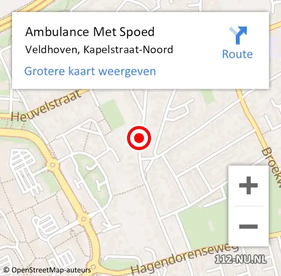 Locatie op kaart van de 112 melding: Ambulance Met Spoed Naar Veldhoven, Kapelstraat-Noord op 2 november 2019 17:18