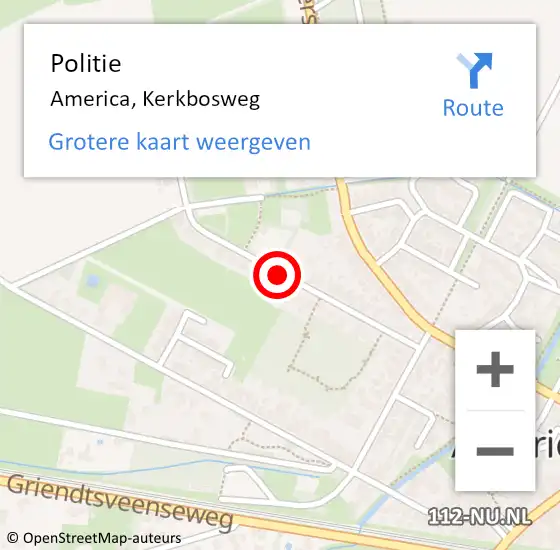 Locatie op kaart van de 112 melding: Politie America, Kerkbosweg op 2 november 2019 19:34