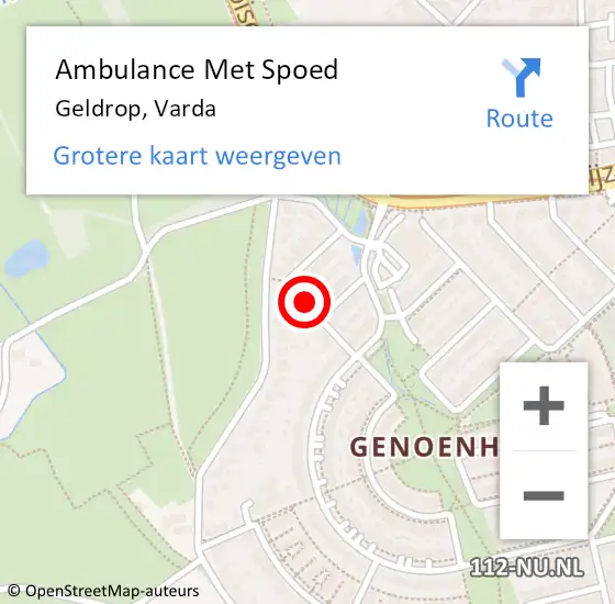 Locatie op kaart van de 112 melding: Ambulance Met Spoed Naar Geldrop, Varda op 2 november 2019 20:01