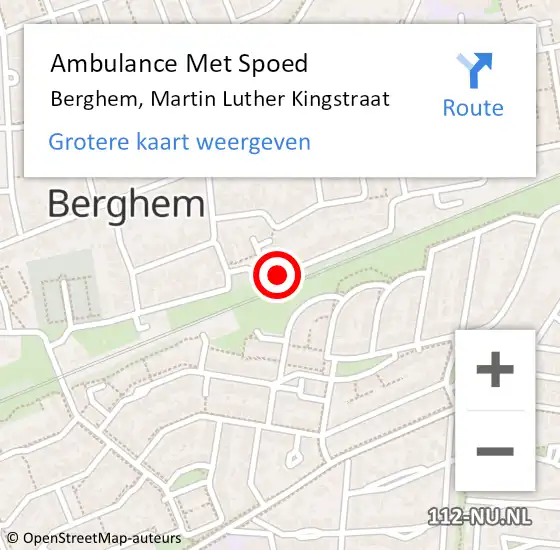 Locatie op kaart van de 112 melding: Ambulance Met Spoed Naar Berghem, Martin Luther Kingstraat op 2 november 2019 21:01