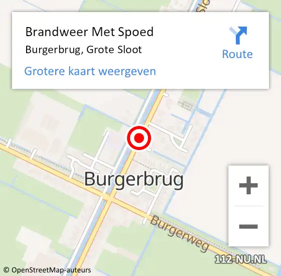 Locatie op kaart van de 112 melding: Brandweer Met Spoed Naar Burgerbrug, Grote Sloot op 2 november 2019 22:45