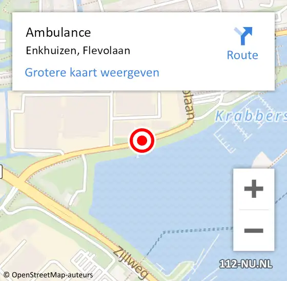 Locatie op kaart van de 112 melding: Ambulance Enkhuizen, Flevolaan op 2 november 2019 23:39