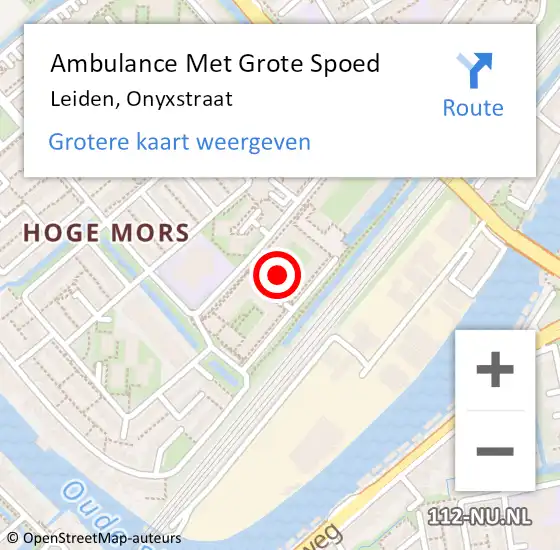 Locatie op kaart van de 112 melding: Ambulance Met Grote Spoed Naar Leiden, Onyxstraat op 2 november 2019 23:49