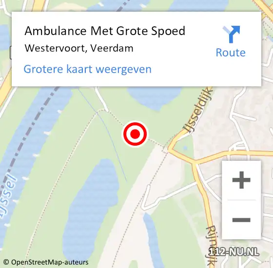 Locatie op kaart van de 112 melding: Ambulance Met Grote Spoed Naar Westervoort, Veerdam op 3 november 2019 00:42