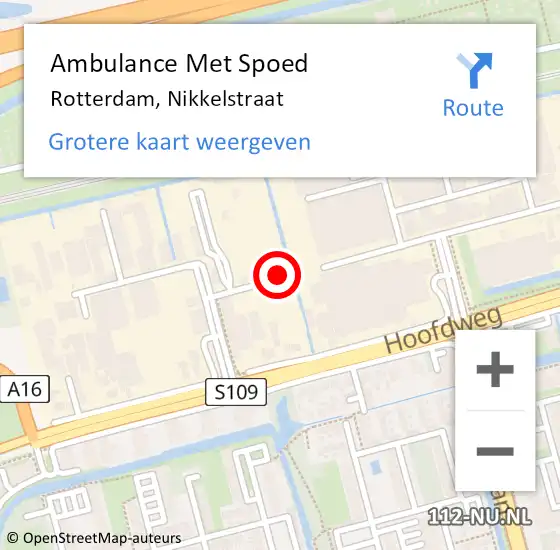 Locatie op kaart van de 112 melding: Ambulance Met Spoed Naar Rotterdam, Nikkelstraat op 3 november 2019 00:49