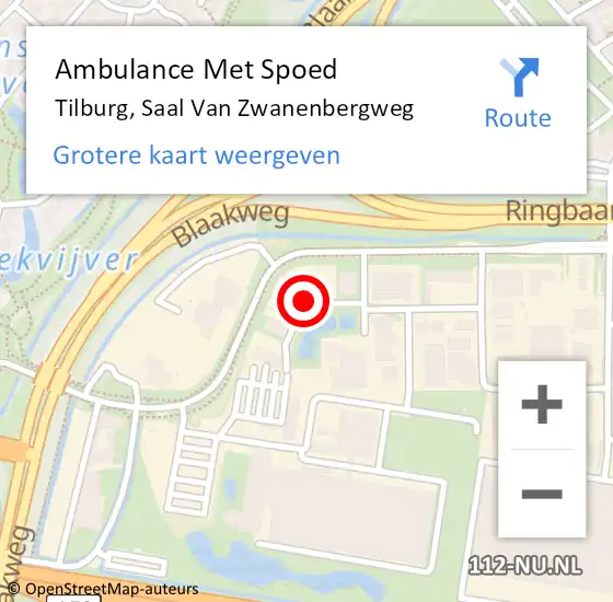 Locatie op kaart van de 112 melding: Ambulance Met Spoed Naar Tilburg, Saal van Zwanenbergweg op 3 november 2019 01:17