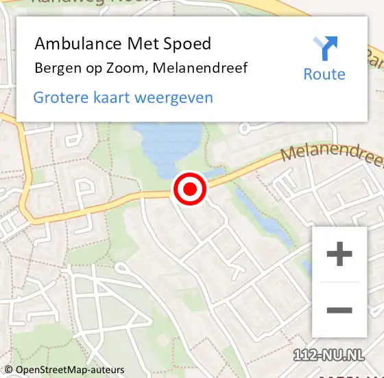 Locatie op kaart van de 112 melding: Ambulance Met Spoed Naar Bergen op Zoom, Melanendreef op 3 november 2019 04:13