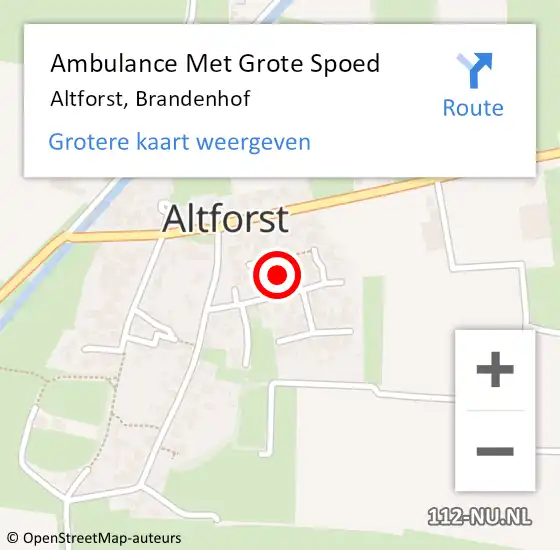 Locatie op kaart van de 112 melding: Ambulance Met Grote Spoed Naar Altforst, Brandenhof op 3 november 2019 04:44