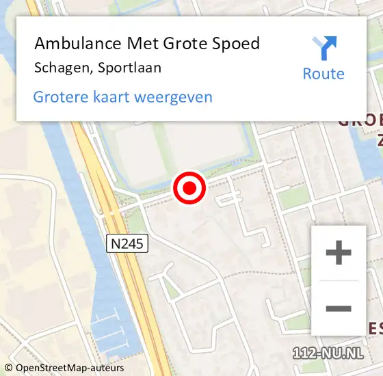 Locatie op kaart van de 112 melding: Ambulance Met Grote Spoed Naar Schagen, Sportlaan op 3 november 2019 05:00