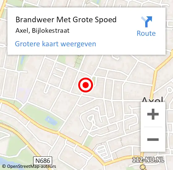 Locatie op kaart van de 112 melding: Brandweer Met Grote Spoed Naar Axel, Bijlokestraat op 3 november 2019 06:05