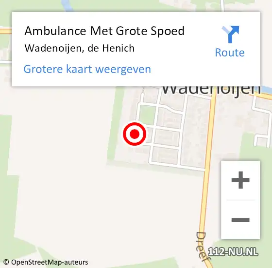 Locatie op kaart van de 112 melding: Ambulance Met Grote Spoed Naar Wadenoijen, de Henich op 3 november 2019 08:20