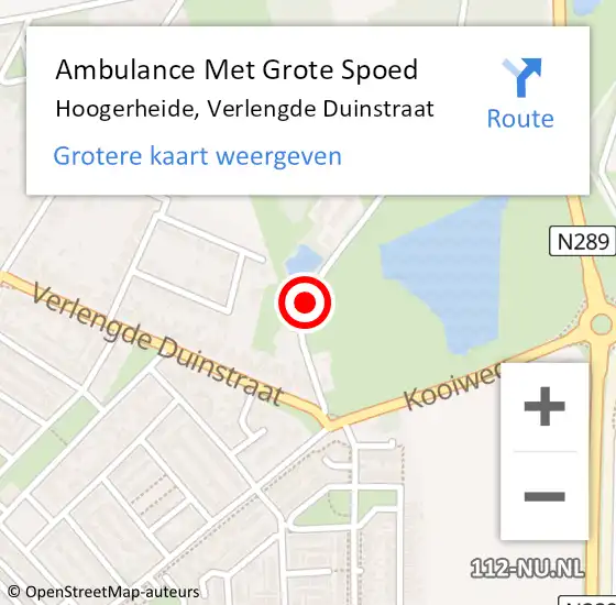 Locatie op kaart van de 112 melding: Ambulance Met Grote Spoed Naar Hoogerheide, Verlengde Duinstraat op 3 november 2019 08:44