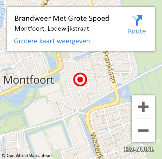 Locatie op kaart van de 112 melding: Brandweer Met Grote Spoed Naar Montfoort, Lodewijkstraat op 3 november 2019 09:29