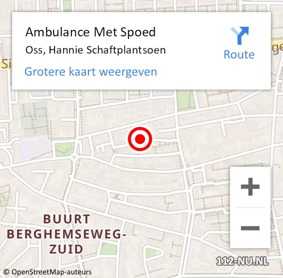 Locatie op kaart van de 112 melding: Ambulance Met Spoed Naar Oss, Hannie Schaftplantsoen op 3 november 2019 09:41