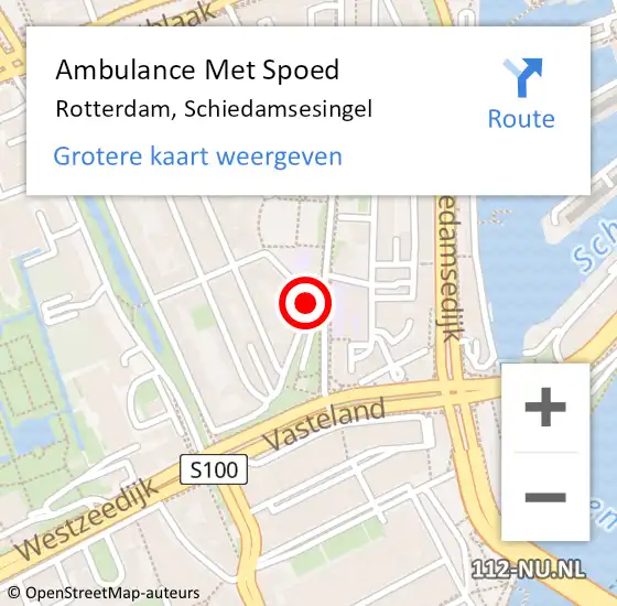 Locatie op kaart van de 112 melding: Ambulance Met Spoed Naar Rotterdam, Schiedamsesingel op 3 november 2019 10:42