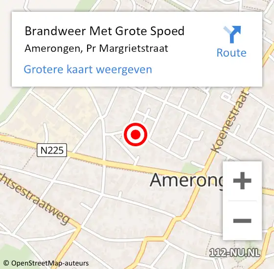 Locatie op kaart van de 112 melding: Brandweer Met Grote Spoed Naar Amerongen, Pr Margrietstraat op 3 november 2019 11:32