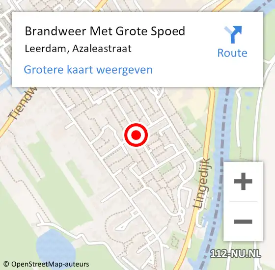 Locatie op kaart van de 112 melding: Brandweer Met Grote Spoed Naar Leerdam, Azaleastraat op 3 november 2019 12:31