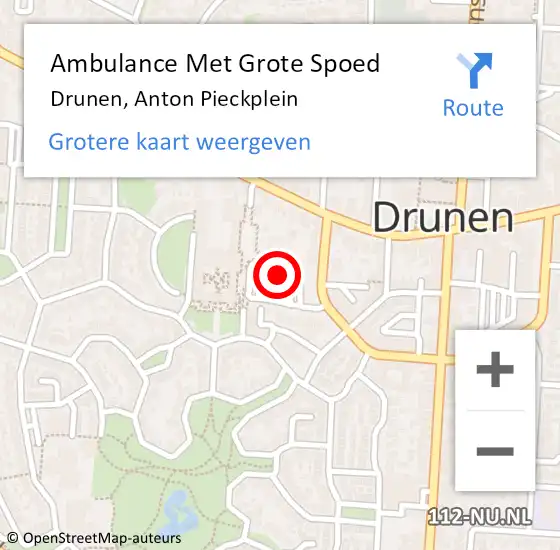 Locatie op kaart van de 112 melding: Ambulance Met Grote Spoed Naar Drunen, Anton Pieckplein op 3 november 2019 12:34