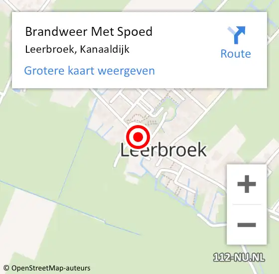 Locatie op kaart van de 112 melding: Brandweer Met Spoed Naar Leerbroek, Kanaaldijk op 3 november 2019 12:37