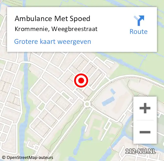 Locatie op kaart van de 112 melding: Ambulance Met Spoed Naar Krommenie, Weegbreestraat op 3 november 2019 12:46