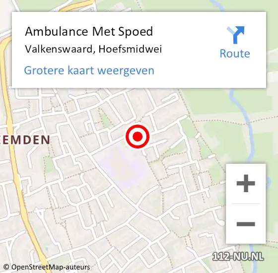 Locatie op kaart van de 112 melding: Ambulance Met Spoed Naar Valkenswaard, Hoefsmidwei op 3 november 2019 14:21