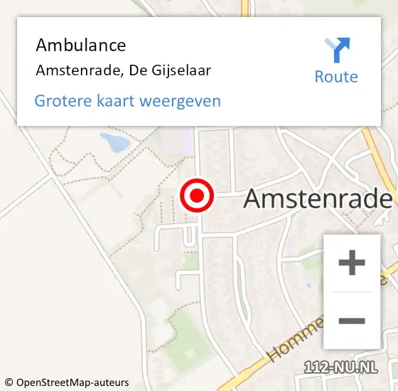 Locatie op kaart van de 112 melding: Ambulance Amstenrade, De Gijselaar op 18 april 2014 16:00