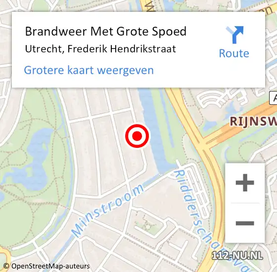 Locatie op kaart van de 112 melding: Brandweer Met Grote Spoed Naar Utrecht, Frederik Hendrikstraat op 3 november 2019 16:15