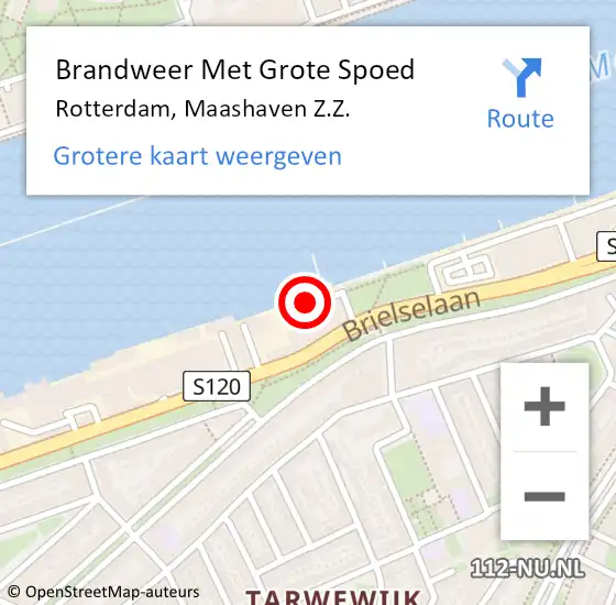 Locatie op kaart van de 112 melding: Brandweer Met Grote Spoed Naar Rotterdam, Maashaven Z.Z. op 3 november 2019 17:33