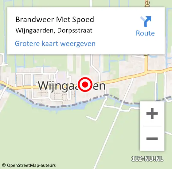 Locatie op kaart van de 112 melding: Brandweer Met Spoed Naar Wijngaarden, Dorpsstraat op 3 november 2019 18:35
