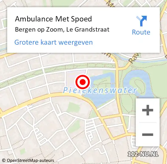 Locatie op kaart van de 112 melding: Ambulance Met Spoed Naar Bergen op Zoom, Le Grandstraat op 3 november 2019 18:38