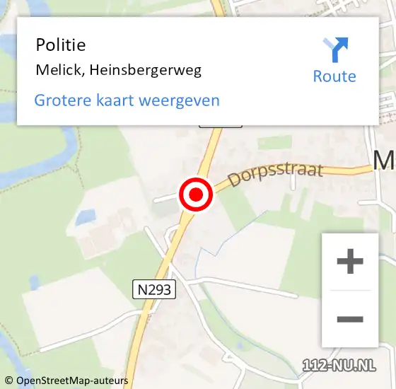 Locatie op kaart van de 112 melding: Politie Melick, Heinsbergerweg op 3 november 2019 20:51